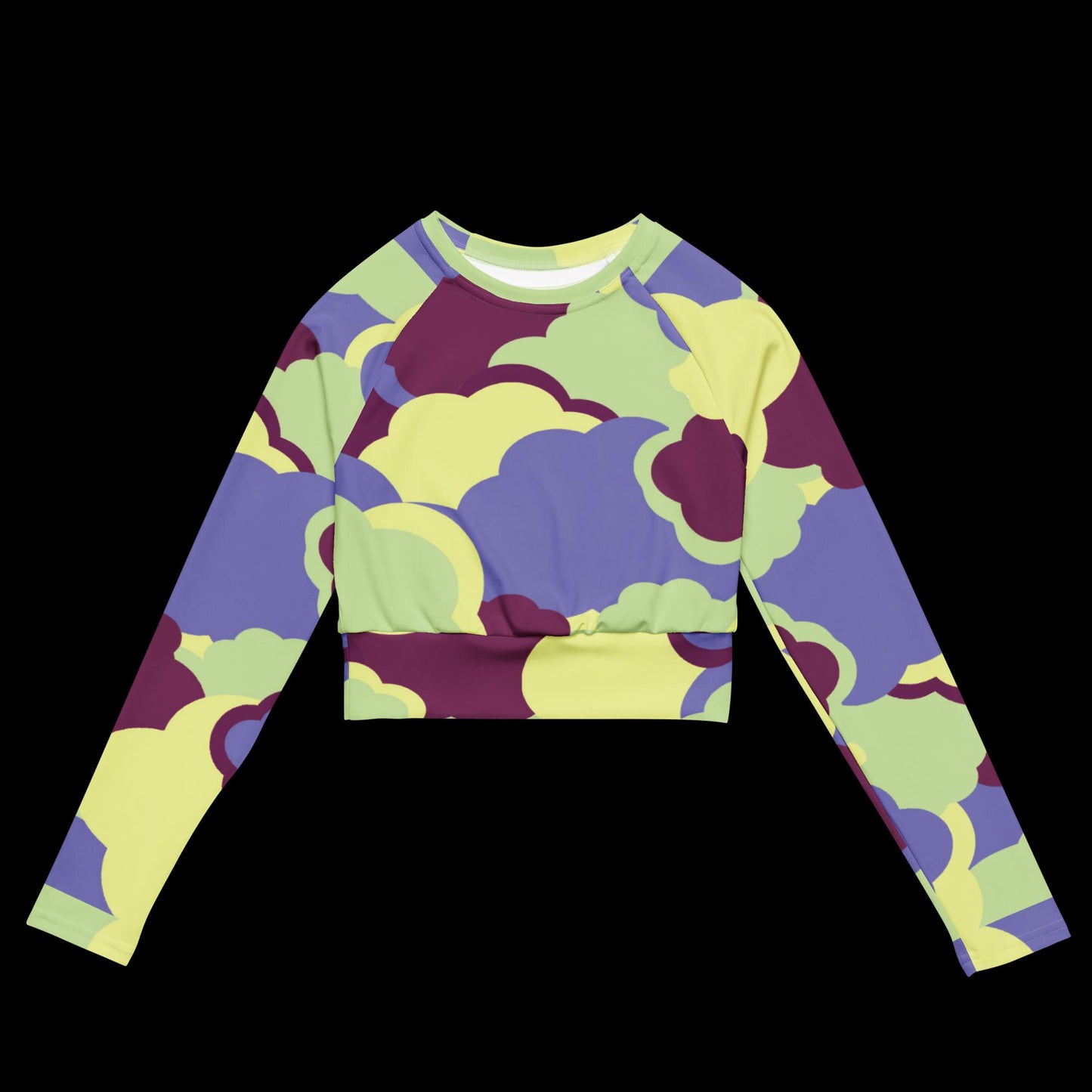 “Cloud Camo” Print Long-Sleeved Crop Top